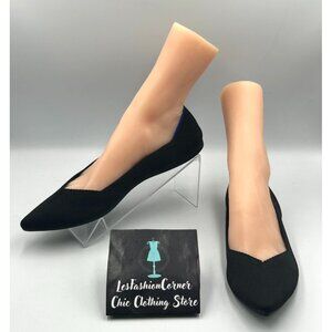 Rothys Women's  Black The Pointed Toe Knit Ballet Flats Size 10 3134